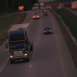 Truck driving on the highway.