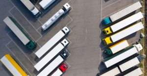 Truck parking lot seen from above.